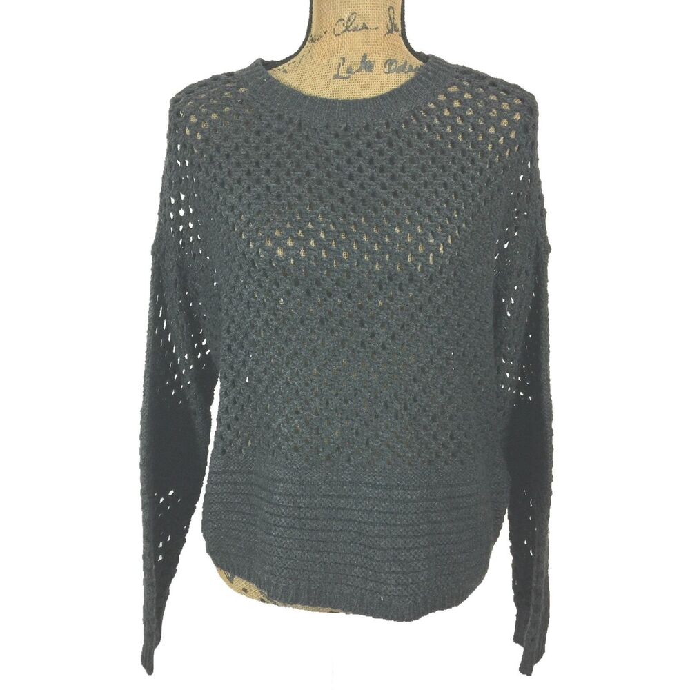 NEW Karen Kane Sweater XS Crochet Box Top Slouchy Comfy Wool Bl Boho Blush $98
